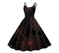 Abiti Halloween Donna, Vestiti Donna Eleganti da Cerimonia con Spalline di Halloween Stampa Partito Aderente off Spalla Abiti Casual Elegante Halter Senza Maniche con Stampa di Halloween