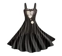 Abiti Halloween Donna Vestito Audrey Hepburn Corsetto Spalle Scoperte Medievale Pieghe Stampato Hepburn Splicing Gonna Vita Alta Gotico Retrò Insanguinato Swing Matrimonio Festa Abiti