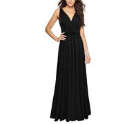 Abiti in Cotone per Donna UK Abito Avvolgente Lungo Abiti Multiuso per Damigelle d'Onore Abito da Sposa per Donne S XL Alla Moda e Atmosferico Elegante Fluido, Nero , S