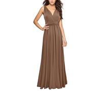 Abiti in Cotone per Donna UK Abito Avvolgente Lungo Abiti Multiuso per Damigelle d'Onore Abito da Sposa per Donne S XL Alla Moda e Atmosferico Elegante Fluido, Marrone, XL
