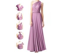 Abiti Infinwing per damigelle d'onore, abiti da sposa per invitate da donna, abito incrociato taglia grande, abito lungo convertibile multidirezione, Malva, Taglia unica