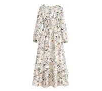 Abiti Lunghi Da Donna Con Stampa Floreale Volant Maniche Lunghe Scollo A V Lunghi Prendisole A Strati Svolazzanti Da Spiaggia Per Le Vacanze Eleganti Abiti Da Cerimonia Per Feste Club E Lavor