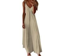 Abiti midi da donna Abiti estivi per le donne 2025 Vacanza Casual Plus Size Maxi Sun Dress Trendy Beach Lungo Spaghetti Strap Abito da sposa, cachi, M