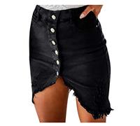 Abiti midi da donna gonne aperte gonna con bottoni spaccati denim design donna anteriore moda estate gonna maxi abiti per le donne, Nero , S