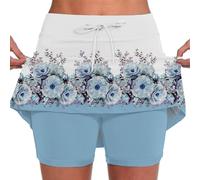 Abiti midi da donna Pantaloni da tasca da donna a tinta unita Culottes a vita media gonne corte pantaloni skinny a vita alta skorts atletici gonne per corsa allenamento abito nero per donna, blu cielo