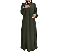 Abiti Musulmani Donna Retro Abbigliamento da Preghiera Per Le Donne Musulmano Caftano Dubai Abaya Donna Robe Medio Oriente Etnico Saudita Arabo Afghano Vestiti Islamici Arabi, 03# Verde, S