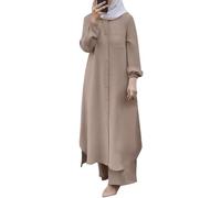 Abiti Musulmani Donne Retrò Abito Da Preghiera Per Le Donne Caftano Dubai Ramadan Robe Medio Oriente Etnico Saudita Arabo Afghano Vestiti Islamici Arabi, 06# cachi, 4XL