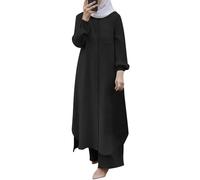 Abiti Musulmani Donne Retrò Abito Da Preghiera Per Le Donne Caftano Dubai Ramadan Robe Medio Oriente Etnico Saudita Arabo Afghano Vestiti Islamici Arabi, 02# nero., XXL