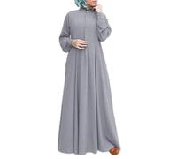 Abiti musulmani Donne Retrò Abito Da Preghiera Per Le Donne Musulmane Caftano Abaya Dubai Robe Medio Oriente Etnico Saudita Arabo Afghano Vestiti Islamici Arabi, 03# grigio., L