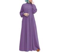 Abiti musulmani Donne Retrò Abito Da Preghiera Per Le Donne Musulmane Caftano Abaya Dubai Robe Medio Oriente Etnico Saudita Arabo Afghano Vestiti Islamici Arabi, 04# viola, M