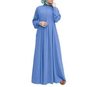Abiti musulmani Donne Retrò Abito Da Preghiera Per Le Donne Musulmane Caftano Abaya Dubai Robe Medio Oriente Etnico Saudita Arabo Afghano Vestiti Islamici Arabi, 02# blu., L