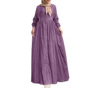 Abiti musulmani Donne Retro Manica Lunga Abbigliamento Preghiera Per Le Donne Musulmano Caftano Abaya Donna Dubai Robe Medio Oriente Etnico Saudita Arabo Afghano Vestiti Islamici Arabi, 02# viola, M
