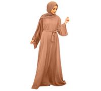 Abiti Musulmani Per Le Donne 1 Pezzo Tinta unita Lunghezza Intera Abito Da Preghiera Musulmana Donna Manica Lunga Elegante Ideale Per Islam Islam Jilbab Abaya Dubai, beige, L