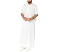 Abiti Musulmani Uomo Etnico Girocollo Etnico Saudita Arabo Musulmano Dubai Robe Con Cerniera Camicia Da Letto Camicia Da Notte Abiti Musulmani, bianco, XXL