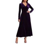 Abiti Natalizi Donna-Abito Donna Velluto-Elegante Abito da Cocktail in Velluto A Maniche Lunghe per Le Feste Autunnali, Invernali E per Le Occasioni Festive Dell'Anno. (Dark Purple, S)