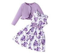 Abiti per Bambine, Set da 2 Pezzi, Vestiti per Bambine con Giacca, Abiti Casual Primaverili Autunnali per Bambine dai 2 8 Anni, Abito Senza Maniche alla Moda e Cardigan.