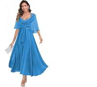 Abiti Per La Madre Della Sposa Abiti Da Cerimonia For La Madre Della Sposa In Chiffon, Linea Ad A, Lunghezza Tè, Con Scialle, Lunghi In Pizzo E For Le Donne(COLOR 1,16)