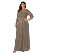 Abiti Per La Madre Della Sposa Abiti da cerimonia for la madre della sposa taglie forti, linea ad A, scollo a V, in pizzo, plissettati, formali, for invitati(24W)