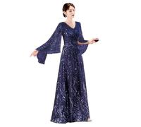Abiti Per La Madre Della Sposa Abiti da sposa eleganti con scollo a V, linea ad A, lunghi fino a terra, paillettes dorate(COLOR 1,10)