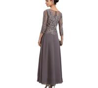 Abiti Per La Madre Della Sposa Elegante abito in chiffon con maniche a mezza manica, linea ad A, in pizzo, abiti da festa for la mamma, lunghezza alla caviglia, for sposa(8)