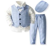 Abiti per Neonati, Completi, Smoking per Neonati, Abiti da Uomo, Abiti Formali, Camicia + Gilet + Pantaloni, Completi per Neonati#G