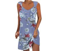 Abiti Prendisole Donna Estivo Cotone Abito Estivo Donna a Spalle Scoperte Primavera e l'Estate Confortevole Vestito Donna Curvy Estivo Abiti Estivi Taglie Forti Scollo a V Senza Manica Vestiti