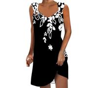 Abiti Prendisole Donna Estivo Cotone Abito Estivo Donna a Spalle Scoperte Primavera e l'Estate Confortevole Vestito Donna Curvy Estivo Abiti Estivi Taglie Forti Scollo a V Senza Manica Vestiti