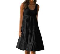 Abiti Prendisole Donna Estivo Taglie Forti Cotone Abito Curvy Vestito Elegante Vestiti Premaman Estivi Corto Boho Senza Maniche Orlo Irregolare Pieghe Tunica Casual Vintage Festa Spiaggia Vacanza