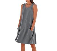 Abiti senza maniche in lino di cotone per le donne UK Casual Estate Swing Breve Sundress con tasche Vestito da donna Canotta Plus Size I miei ordini Vendita Ordine di liquidazione 2025 Tendenza