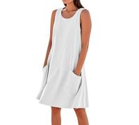 Abiti senza maniche in lino di cotone per le donne UK Casual Estate Swing Breve Sundress con tasche Vestito da donna Canotta Plus Size I miei ordini Vendita Ordine di liquidazione 2025 Tendenza