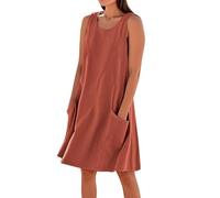 Abiti senza maniche in lino di cotone per le donne UK Casual Estate Swing Breve Sundress con tasche Vestito da donna Canotta Plus Size I miei ordini Vendita Ordine di liquidazione 2025 Tendenza