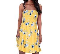 Abiti senza spalline senza maniche per le donne UK Vintage Boho stampa floreale abito smocked estate spiaggia coprire casual swing corto prendisole miei ordini vendita ordine di liquidazione 2025