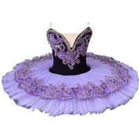 Abiti tutù per Bambine, tutù da Balletto con Paillettes Ricamate in Pizzo, Costume da Competizione di Danza per Bambini Modello Little Swan,Purple 2,170