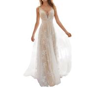 Abiti Viaggio da Donna Solido Abito in Pizzo Senza Maniche con Scollo a V in Rete Abito Slim Grande Altalena Abiti Medievali，Abito da matrimonio, abito da damigella