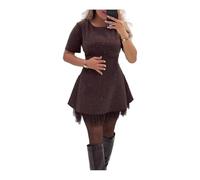 Abito a maniche corte da donna, abito estivo casual da donna, abito corto da donna da indossare tutti i giorni, Marrone caffè , M