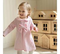 Abito a maniche lunghe con colletto Peter Pan lavorato a maglia, colore rosa pastello, adatto per autunno/inverno 6-9M,9-12M,12-18M,18-24M,2-3YColore unicoTessuto