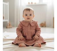 Abito a maniche lunghe rosa – vestito per bambina con volant – 86