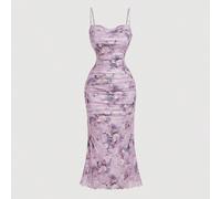 Abito a sottoveste aderente in rete con stampa floreale e arricciature, elegante abito da donna, outfit da donna, vintage, abbigliamento hippie, abito da ballo in maschera L,M,S,XL,XS,XXL,XXS,XXXL,XXX