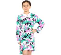 Abito A Swing Per Ragazze Con Collo Alla Peter Pan In Stampa Camouflage A Ruota