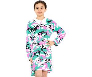 Abito A Swing Per Ragazze Con Collo Alla Peter Pan In Stampa Camouflage A Ruota