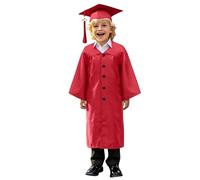 Abito accademico con nappa, per scuola materna, asilo e scuola elementare, set con cappello, per bambini che abbandonano l'asilo, anno 6 laurea e inizio scuola elementare, rosso