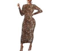 Abito aderente a maniche lunghe da donna, maxi casual, per feste in discoteca, abito lungo aderente, L