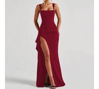 Abito aderente con spacco alto per matrimoni, compleanni, club, sexy, autunnale, per donne, per il ritorno a scuola, Natale, concerti country, feste e uscite serali L,M,S,XSColore unicoTessuto in magl