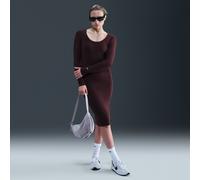 Abito aderente midi a mini costine e manica lunga Nike Chill Knit - Donna - Rosso XS (IT 36-38)
