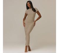 Abito aderente midi con maniche a caporetto, morbido e soffice, stile di base casual per primavera/estate, vestito bianco da donna adatto per vacanze L,M,S,XL,XSColore unicoTessuto in maglia