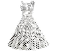 Abito Anni 50 Donna Vintage Abito Anni '50 Audrey Hepburn Abito da Ballo Abito da Cocktail Vintage Senza Maniche Rockabilly da Sposa Festa da Sera Vacanza Bohémien Gonnada Prendisole 2024 Offerte