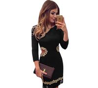 Abito aperto nudo aderente Ricamato Party Cerimonia Ballo Fringe Mini Dress M