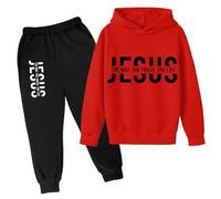 Abito autunnale Casual per Ragazze Felpa con cappuccio Gesù La Via La Verità e la Vita Con Cappuccio Bambini Che Uscono Tuta Set Grafica Comodi Pantaloni Della Tuta A Maniche Lunghe Set Christian 2025