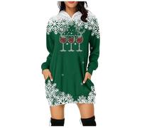 Abito autunnale Natale stampa lunga felpa da donna casual e confortevole top elegante e accogliente per la stagione invernale, Verde, S