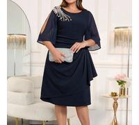 Abito avvolgente elegante da donna con decorazioni di perline e paillettes, abiti eleganti da donna per l'autunno, abiti eleganti da donna di taglia grande, abiti da donna per feste, mini abiti, costu